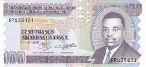 Burundi p37c 100 Francs 2001